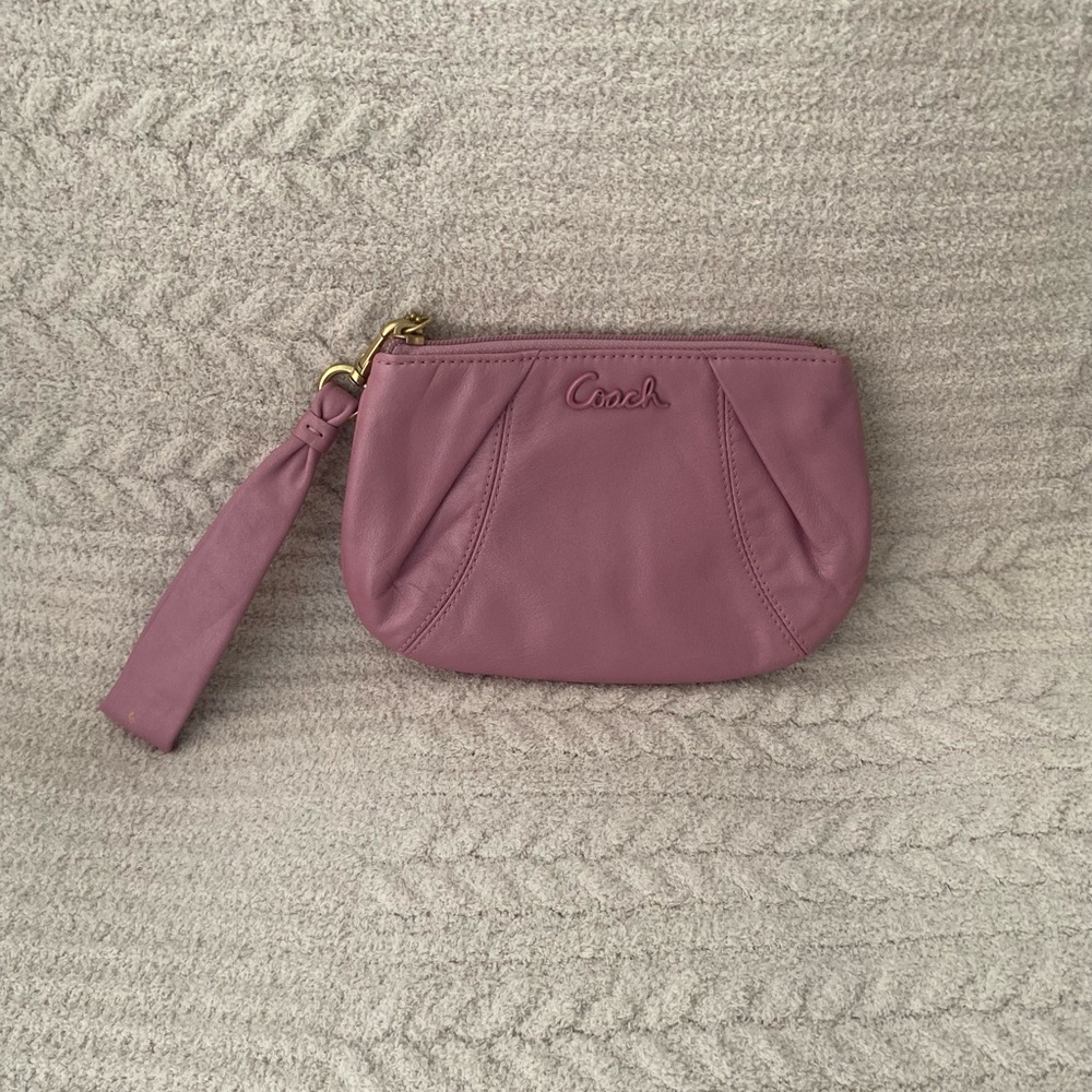 Coach Pink Clutch Wristlet with Pleated Design